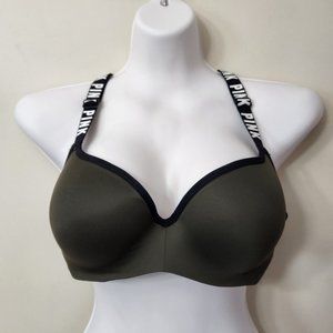 Victoria's Secret Pink Push-up Sports Bra olive with black trim L